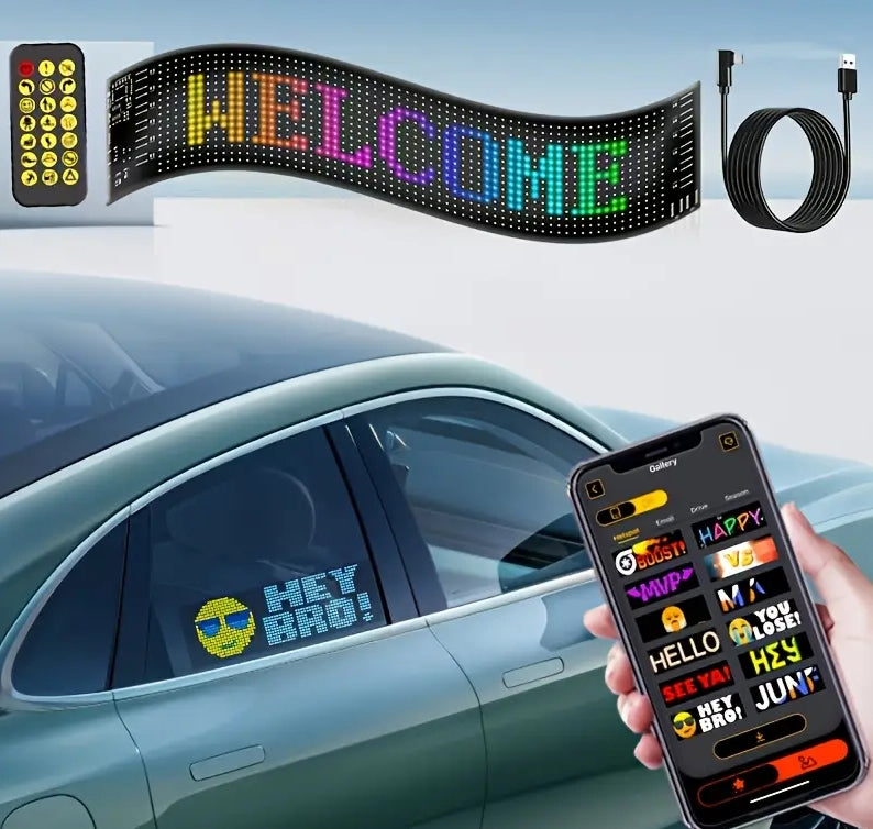 Afișaj LED Auto Flexibil cu Mesaje Personalizabile și Telecomandă